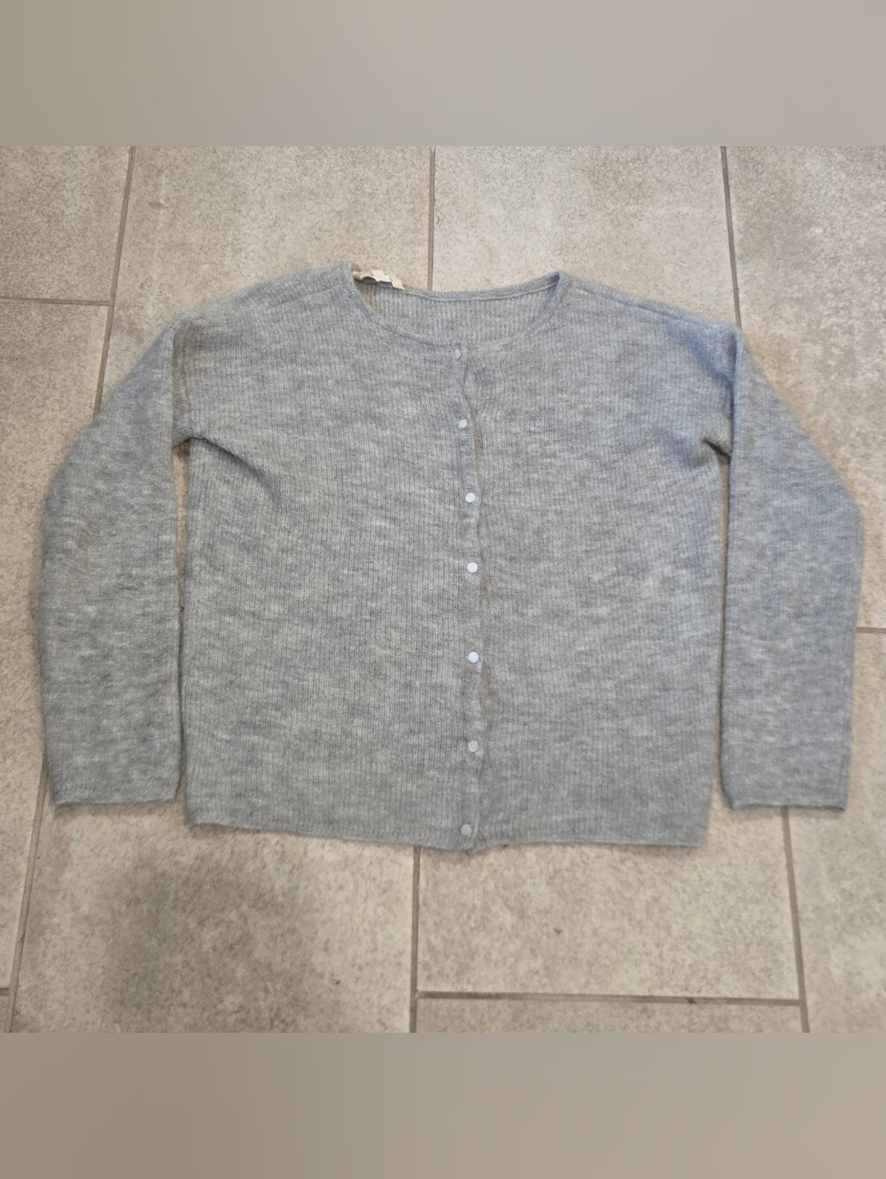 Sezane Gaspard Cardigan Small Grey Mohair Alpaca Knit Sweater Button Minimalist